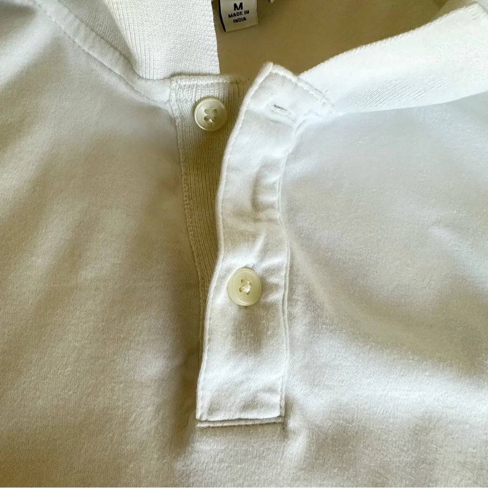 Banana Republic Luxe Touch Mens Classy White Polo Shirt Size Medium Short Sleeve
